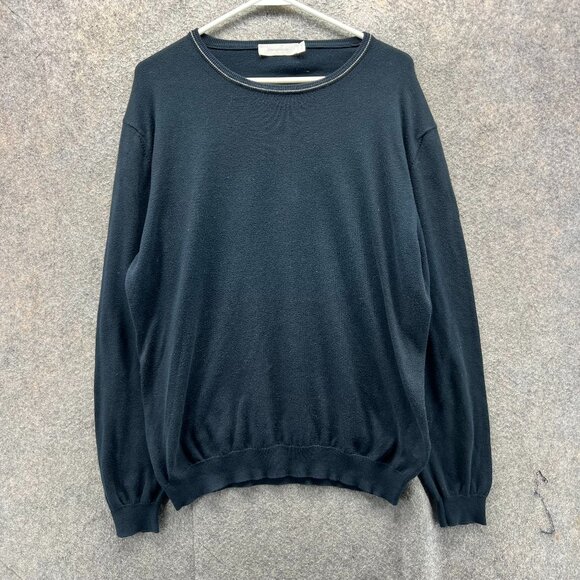 Ermenegildo Zegna Pullover Sweater Men Large Black Crewneck Wool Luxury Italian - Picture 1 of 10